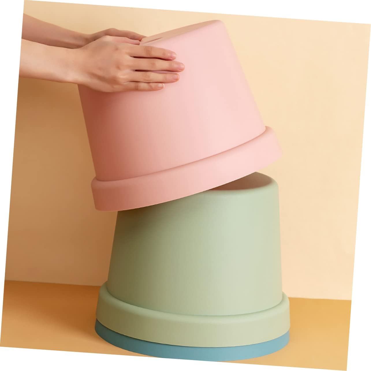 Plastic Footstool Small Non Slip Stool Lightweight Stackable Seating for Bedroom Living Safe Portable Design