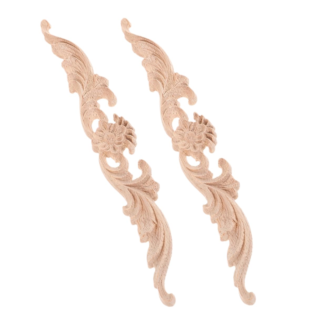 Unomor 2pcs Carved Wood Appliques Elegant Decorative Wood Trims for Artwork Vintage Furniture Decals High-end Decorations for Home Decor Projects