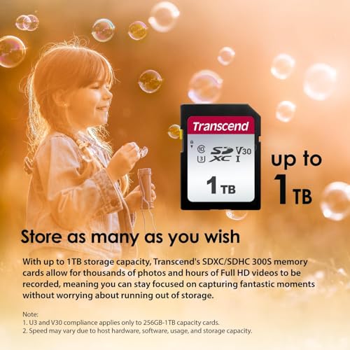 Image of Transcend SDC300S 32GB SDHC SD Card, Compatible with DSLR Cameras /Digital Cameras /Trail Cameras /Camcorder, Up to 100MB /s, UHS-I U1, 1080p Full HD Video, Class 10 High-Speed Memory Card