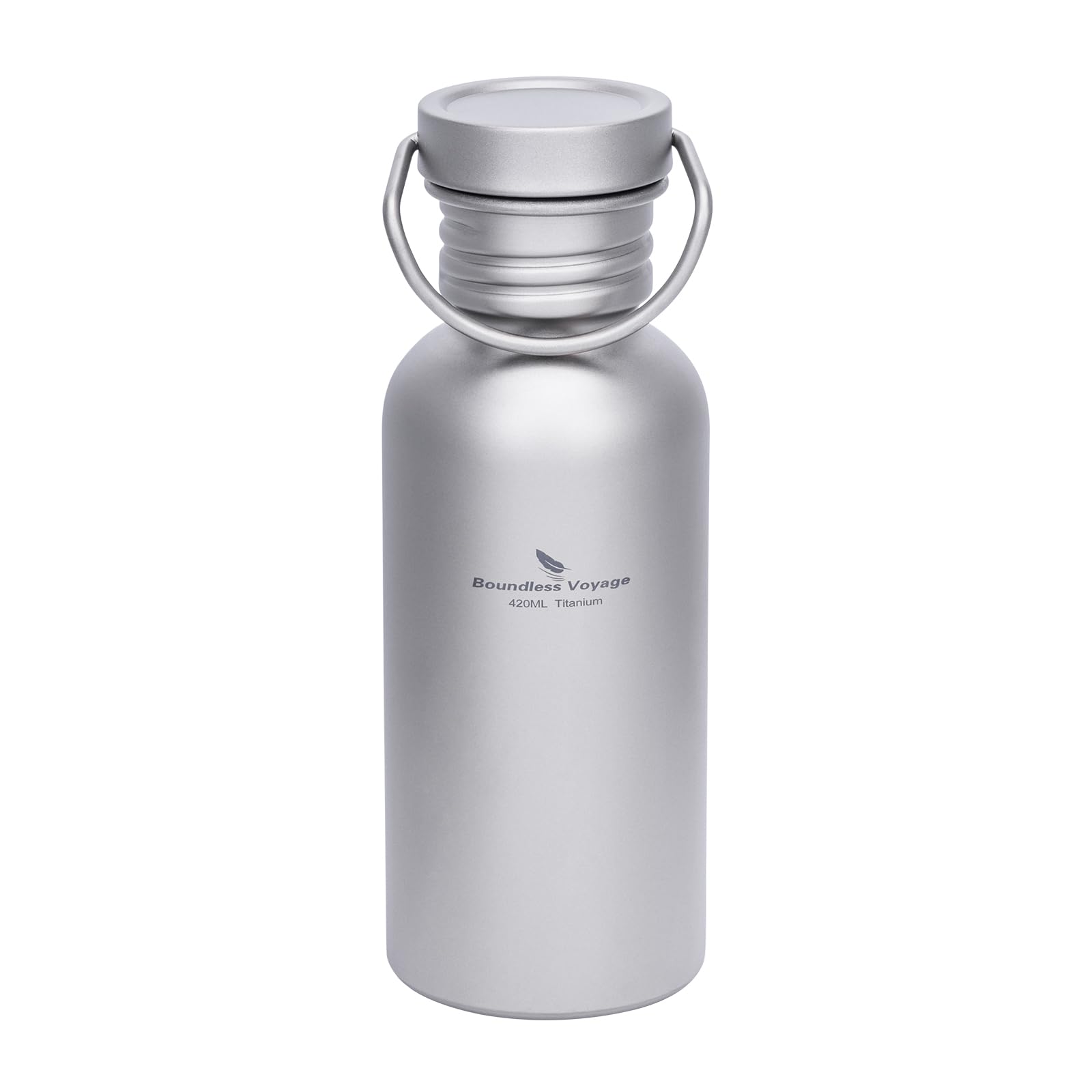 Boundless Voyage チタン スポーツ水筒 広口ボトル 420ml 単層 直飲み 直火対応 軽量 頑丈 錆びない 焚き火 登山 自転車 スポーツ アウトドア キャンプ用 プレゼント 収納袋付き 原色 Ti3259A