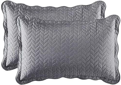 MOONLIGHT20015 Quilted Bedspread Throw King 106" x 96" with 2 Pillow Shams for Bedroom Decor Reversible Coverlet Embossed Quilt Bedspread with Matt Finish (Grey, King)