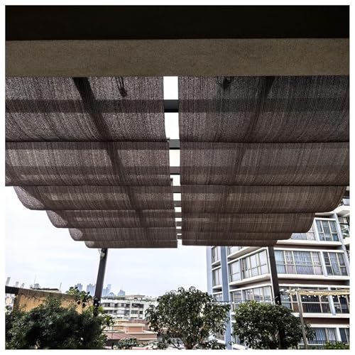 Copertura a baldacchino scorrevole personalizzabile, colore grigio, stile onde, per cortile, piscina, terrazza, patio e giardino, protezione UV 95%, tenda telescopica (W1 x L5 m/W3,28 x L16,12,5 m)