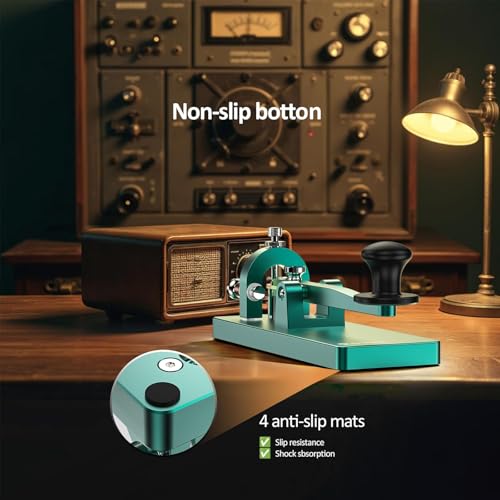 Image of Putikeeg CW Telegraph Key - Heavy Duty Stainless Steel Classical Morse Code Key, Shortwave Radio Ham Send Telegram Practice Oscillator Straight Key (Green)
