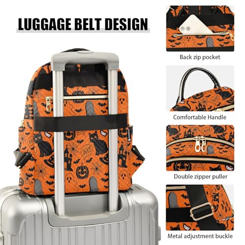 Image of ALAZA Halloween Orange Festive Women Backpack Purse Ladies Fashion Shoulder Bag Daypack Travel Bag 10L
