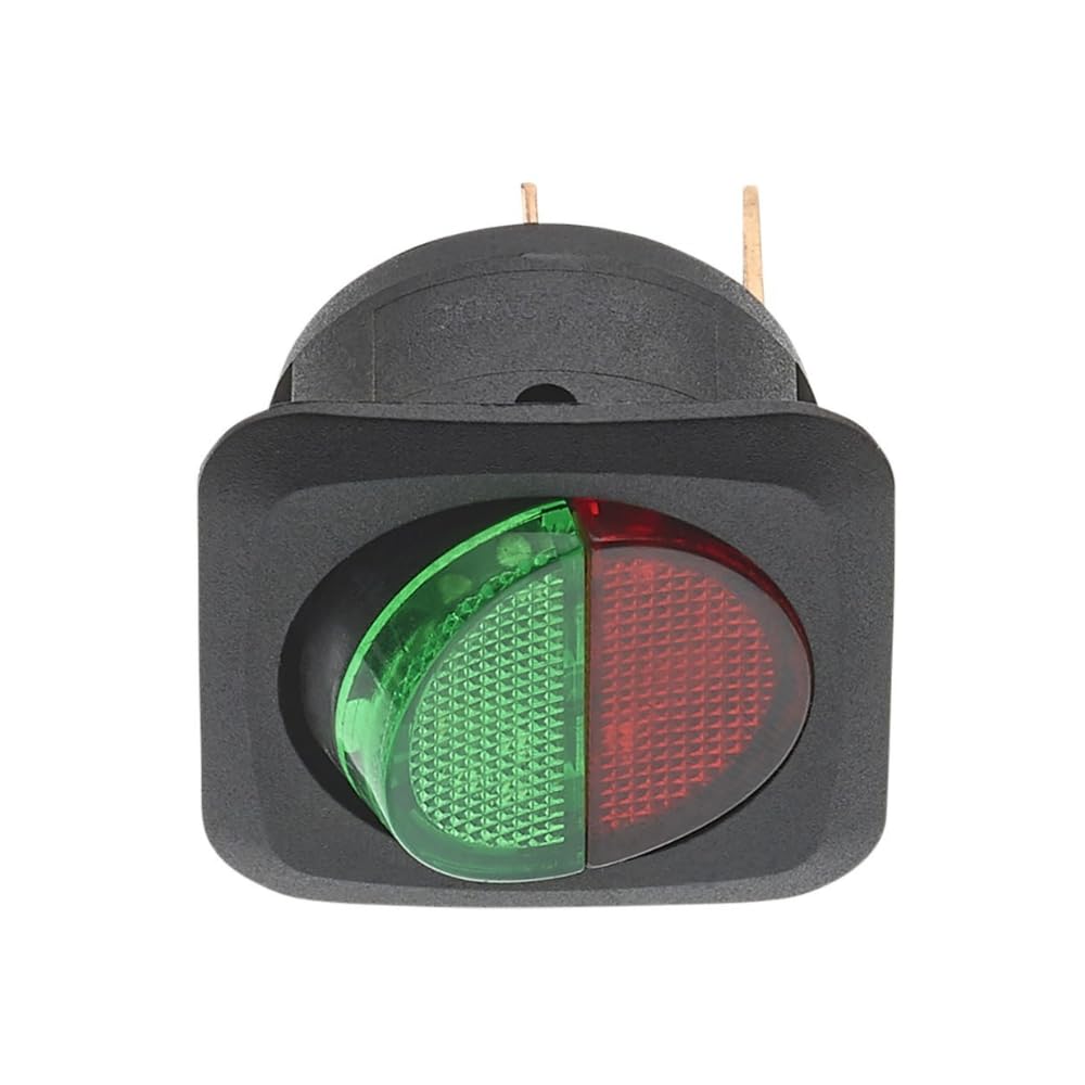 12V Round Illuminated Rocker Switch - Mini Panel Mount Rocker Switches with Green ON/OFF Red Light Compatible with - Car Auto Truck Boat DIY Projects