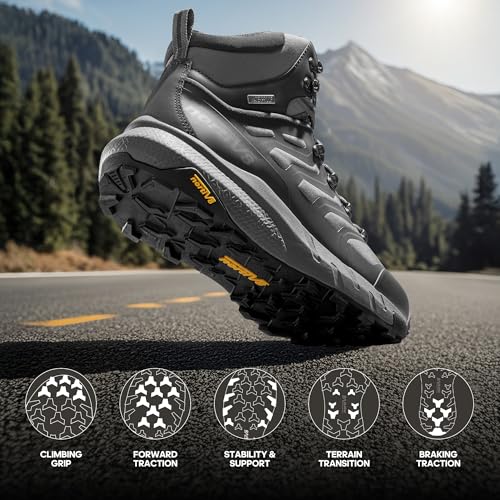 NORTIV 8 Men's Lightweight Hiking Boots Waterproof Breathable Outdoor Trekking Camping Ankle Boots Fern,Size 10.5,Grey/Black,NMUMHB2502