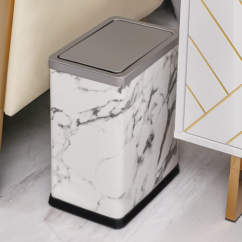 Miniatura 2 de JINYCOME Cubo de basura pequeño de 2.6 galones para oficina, baño, con tapa oscilante, cubo de basura para sala de estar, dormitorio, papelera