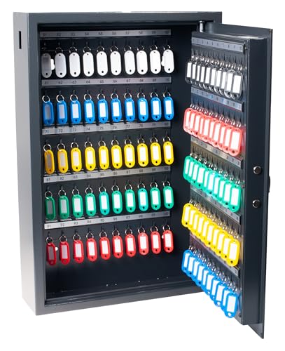 Pavo   Armario de llaves de alta seguridad para 100 llaves/Caja fuerte para llaves/Dimensiones: 600 x 410 x 120 mm / Incluye 100 llaveros