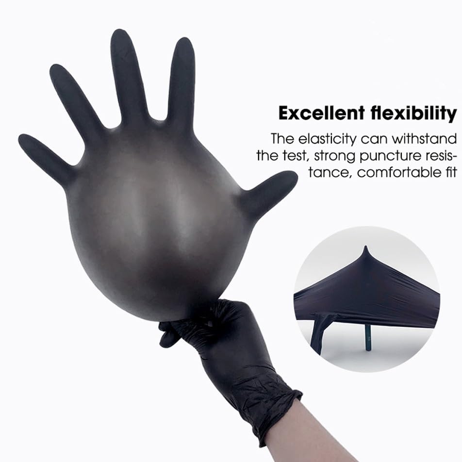saubere Handschuhe, 50/100 Stück Arbeitshandschuhe, geeignet for Geschirrspülen, Küche(Black 100pcs,L)