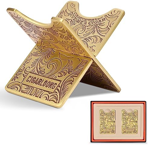 hancigar Cigar Stand Stainless Steel Foldable Cigar Holder(Gold1) with PU Leatherette Pouche