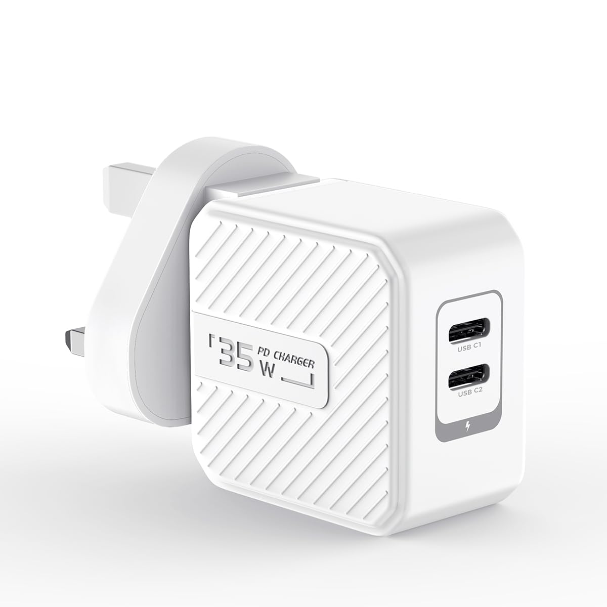 USB C fast charger, 35W dual PD wall plug, C-shaped adapter cube charger, suitable for iPhone 16/15/14/13/12/pro/XR/SE, iPad pro/Mini/Air, Google Pixel/Pixel 3a/XL/3/2XL (Black/White)