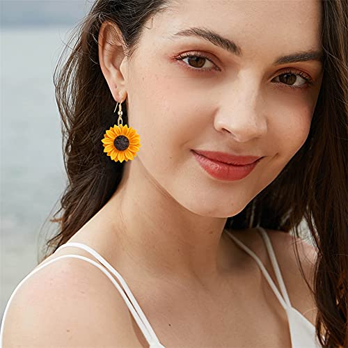 CHUNYANAN Fashion Simplicity Sunflower Dangle Drop Earrings for Women Yellow Enamel Daisy Sun Flower Personalized Earrings Jewelry Gift3