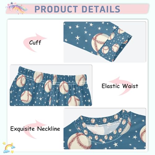 senya Baseball Star A Space Pajamas Set Long Sleeve Soft Cotton Sleepwear 2 Piece4