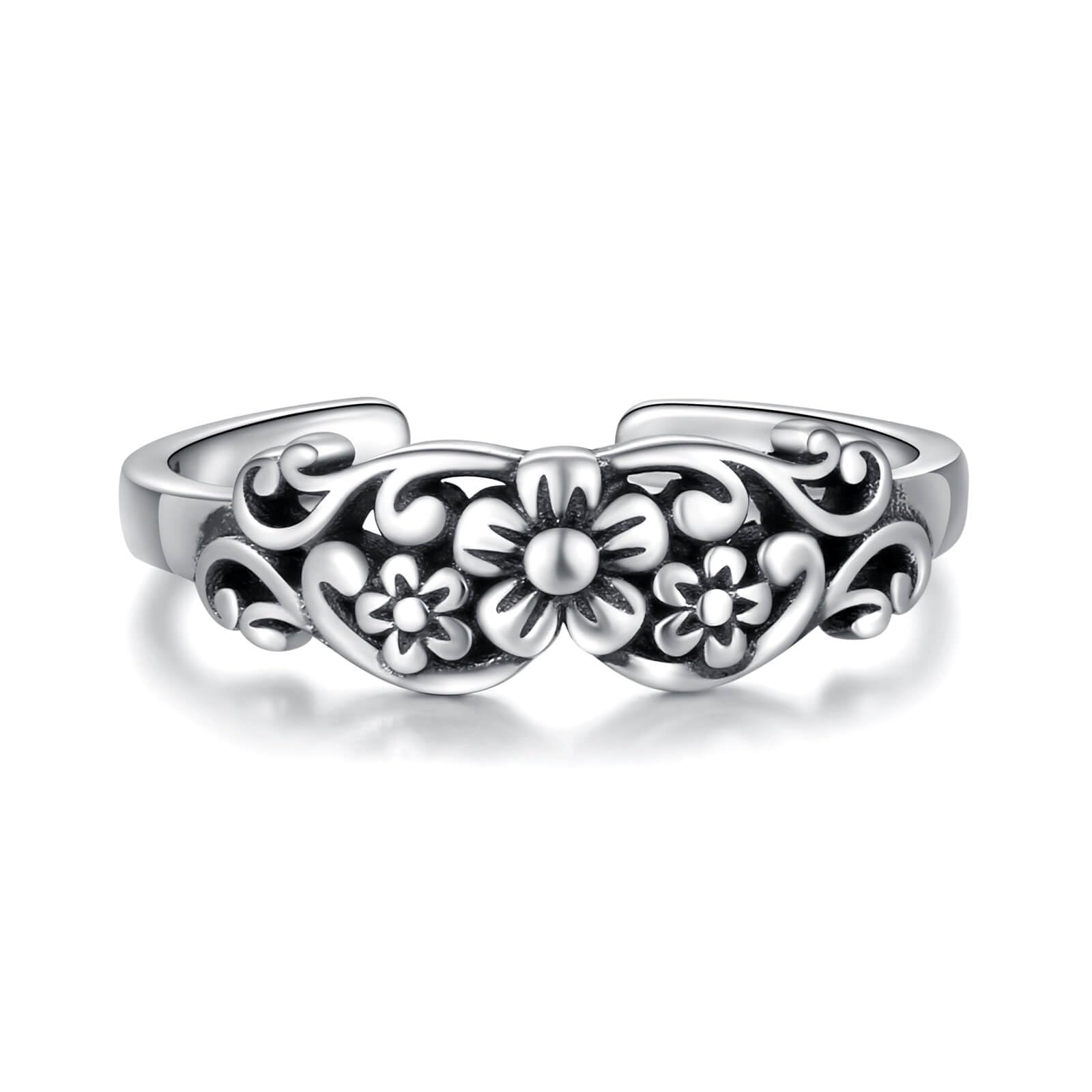 925 Sterling Silver Toe Ring Adjustable Butterfly Filigree Boho Ocean Wave Summer Jewelry for Women