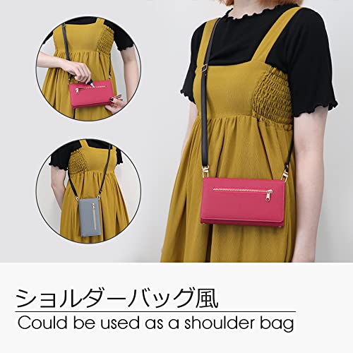 LOOF SHOULDER Series iPhone 14 iPhone14 用 アイフォン ケース 手帳型 ショルダー ストラップ カバー スマホケース スマホショルダー カード収納 落下防止 首掛け 肩掛け 斜め掛け マグネット メンズ レディース (ブラック)