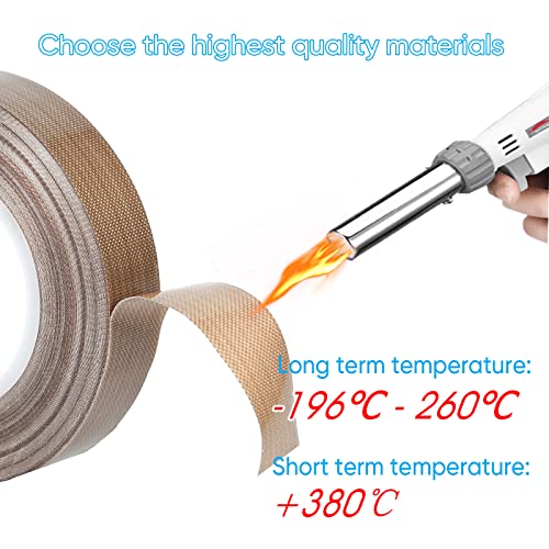 Image of PTFE Coated Fiberglass Telfon Tape,high Temperature Tape;Drying Mechanical Conveyor Belt; Welding Sealing Tape; -196℃ - +300℃ (Brown, 25mm x 12yards x 0.18mm)