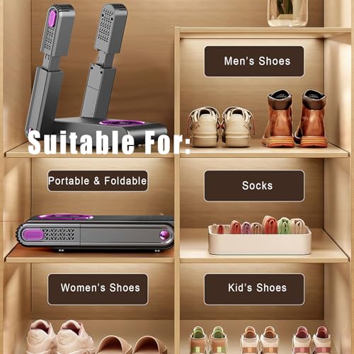 Secador de calzado plegable para 2 pares, control de olor y temporizador miniatura 6