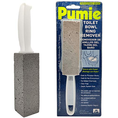 PUMIE Pumice Stone Toilet Bowl Cleaner (1-Pack) - Heavy Duty Scouring Stick for Toilet - Pumice Stone for Cleaning Rings, Bowls, Hard Water Stains, Lime, Rust, Sink - Includes Handle for Easy Use