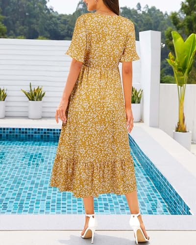 Image of STYLEWORD Womens Summer Casual Short Sleeve Flowy Midi Beach Dress