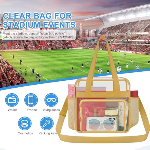 Image of Busiuw Clear Bag for Stadium Events, Stadium Approved 12x12x6 Clear Tote Bag for Sport Fan, Work Concert Travel