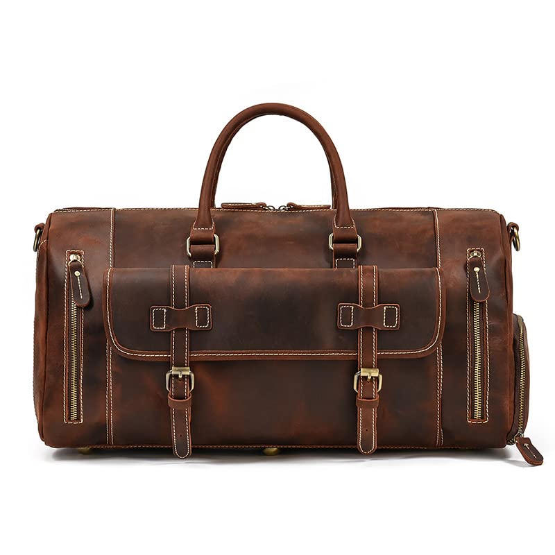 COLOY Leather cowhide travel bag mens large capacity luggage bag with shoes handbag cowhide shoulder messenger bag