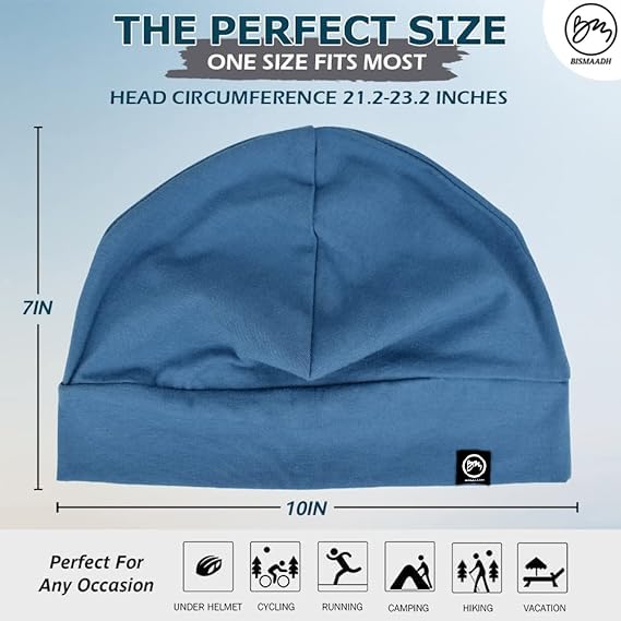 Image of Cooling Cotton Skull Caps for Men Women, Lightweight Beanie Sleep Hats Breathable Helmet Liner