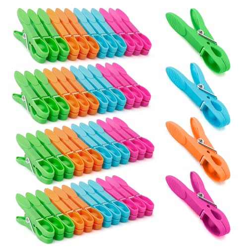 Clothes Pegs for Washing Line - Plastic Extra Strong Heavy Duty Non-Slip Laundry Pegs Washing Line Clips, Household Clothes Clips(48 Pack)