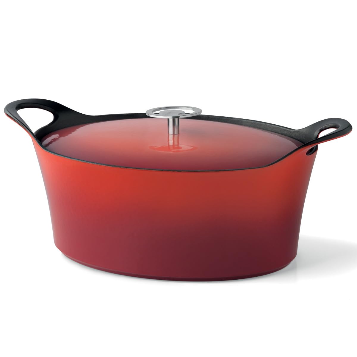 CUISINOX - Volcan - Cocotte ovale 29 cm et couvercle - 3.9 L - Fonte de fer emaillée - Compatible tous feux dont induction - sans PTFE ni PFOA - Rouge
