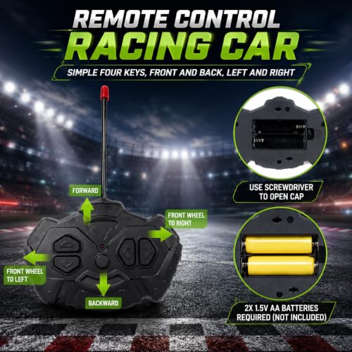 Image of Wishkey Remote Control Car Toy Super High Speed Racing Car with Stylish Looks & Modern Design,RC Vehicle Toy for Kids Age 4+ Years Black-Green, (Pack of 1)
