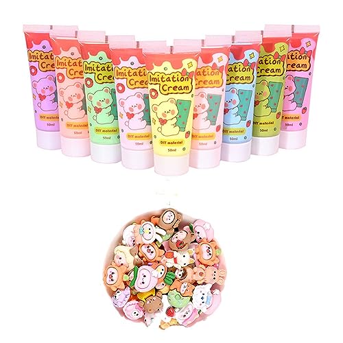 Hanq 50ml Simulation Imitation Cream Adhesive Gel DIY Fake Whipped Cake Cream Glue for Handmade Phone Case Mirror Jewelry Accessories Decoration with Nozzles, 31# red