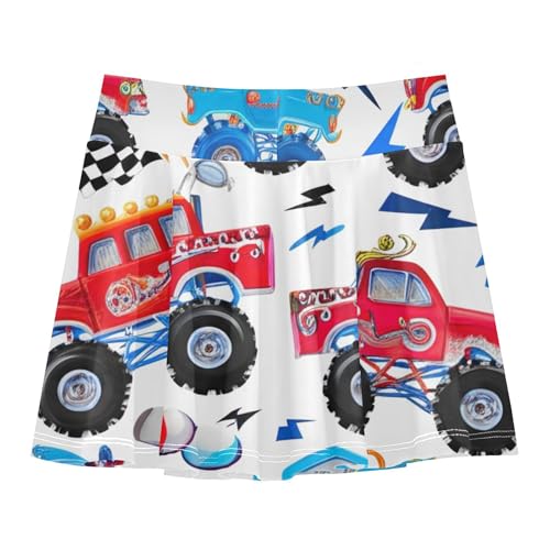 Girls' Shorts Athletic Skorts Colorful Monster Trucks Toddlers Tennis Skirts Pleated Pleated 3t2