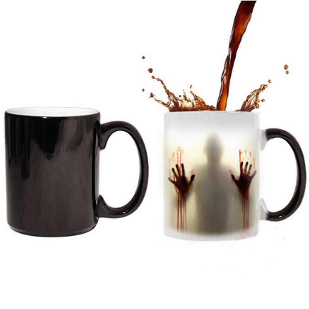Color Changing Mugs Heat Sensitive Magic Mug Discoloration Porcelain Solar System Pattern Milk Coffee Mug (12oz / 330ml, Walking Dead)