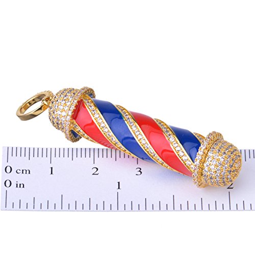 metaltree98 Men's New Micro Mini Pave Brass Barber Shop Pendant with 24” Miami Cuban Chain BCH 15108 G4