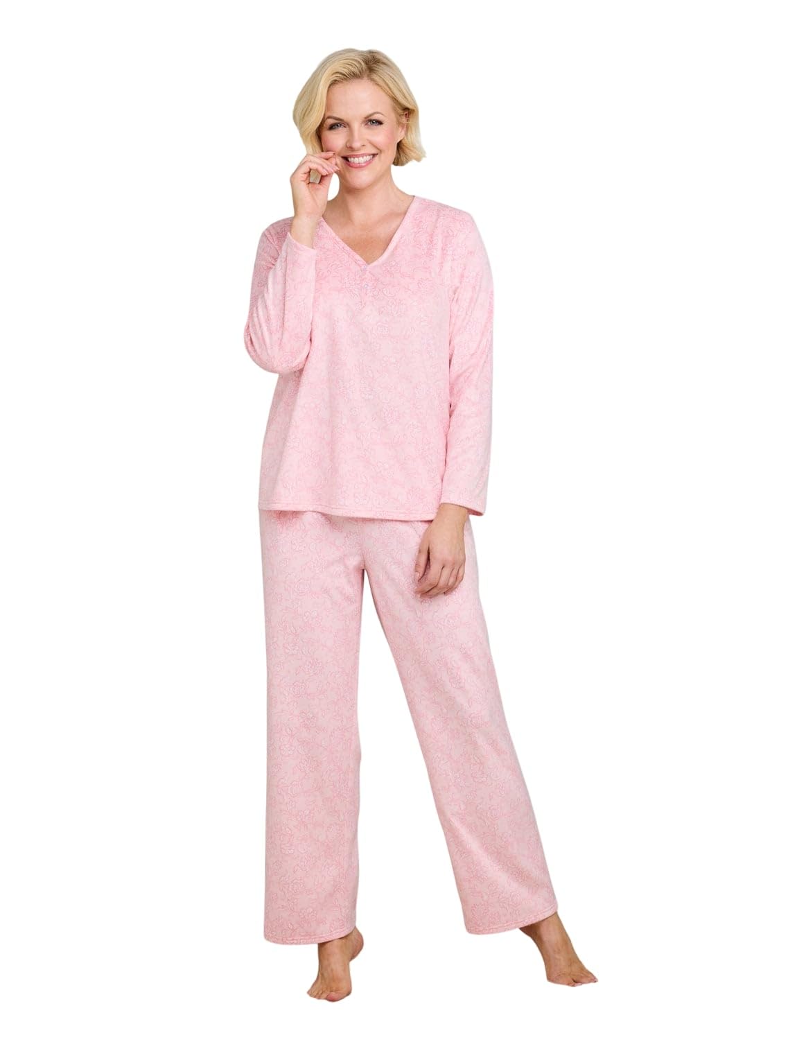 Chums Women's Pyjama Set - Fleece - Pink - Size 16-18