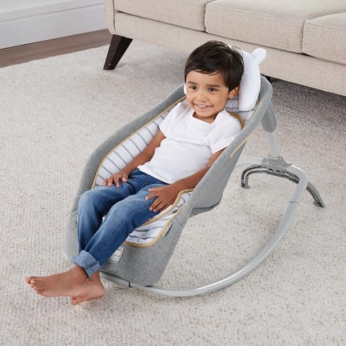 Ingenuity Boutique Collection Plush Modern Baby Rocker & Stationary Seat with Vibrations, Easy Fold, 0-30 Months Up to 40 lbs (Bella Teddy) - image 3