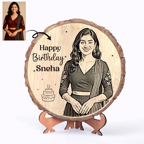 Personalized Engraved Natural Wooden Slice Photo Frame With Wood ...