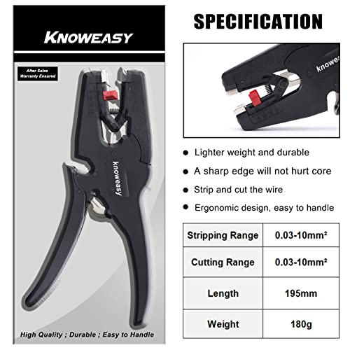 Image of Wire Stripper, knoweasy Wire Stripper Tool with Cutter and 2 in 1 Wire Stripping Tool Works for Electronic,Electric,Automotive from 32 to 7 AWG