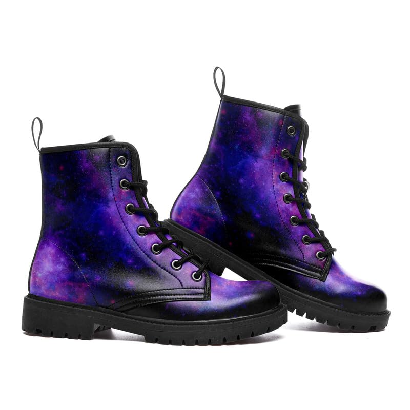 Image of Fashion Ankle Boots For Men Women Floral Mushroom Star Trendy Lace Up Unisex Booties Combat Trendy Street Wear Boots