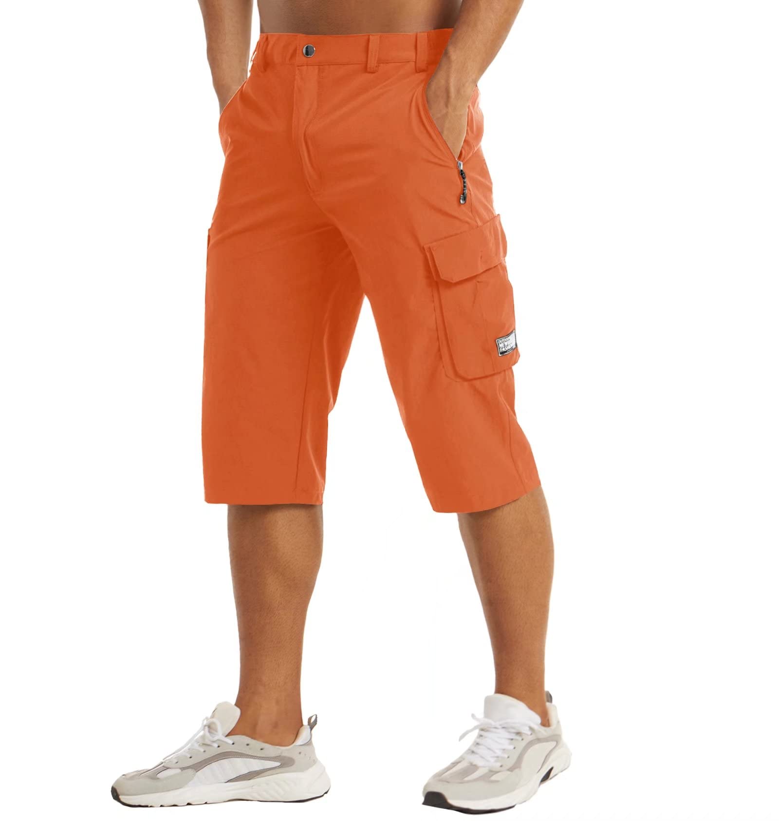 MAGCOMSEN Men's Workout Gym Shorts Quick Dry 3/4 Capri Pants Zipper Pockets Hiking Athletic Running Shorts