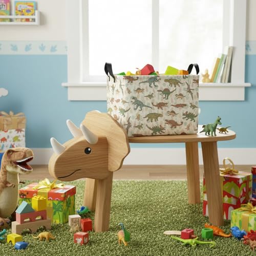 Image of Foldable Dino Toy Basket for Boys & Kids Rectangular (C)