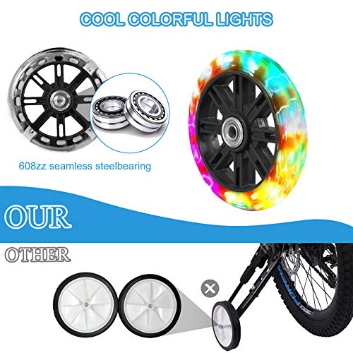 Image of Training Wheels for Bike,with Axle Extenders,Compatible for Bikes of 12 /14 /16 /18 /20 Inch,Flash Mute Wheel,1 Pair