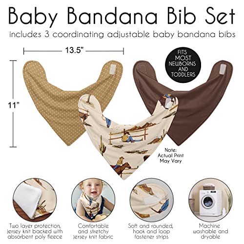Sweet Jojo Designs Baby Boy Girl Bandana Bibs for Newborn Infant Feeding Drool 3 Pack Set of Absorbent Fabric Bibdanas3