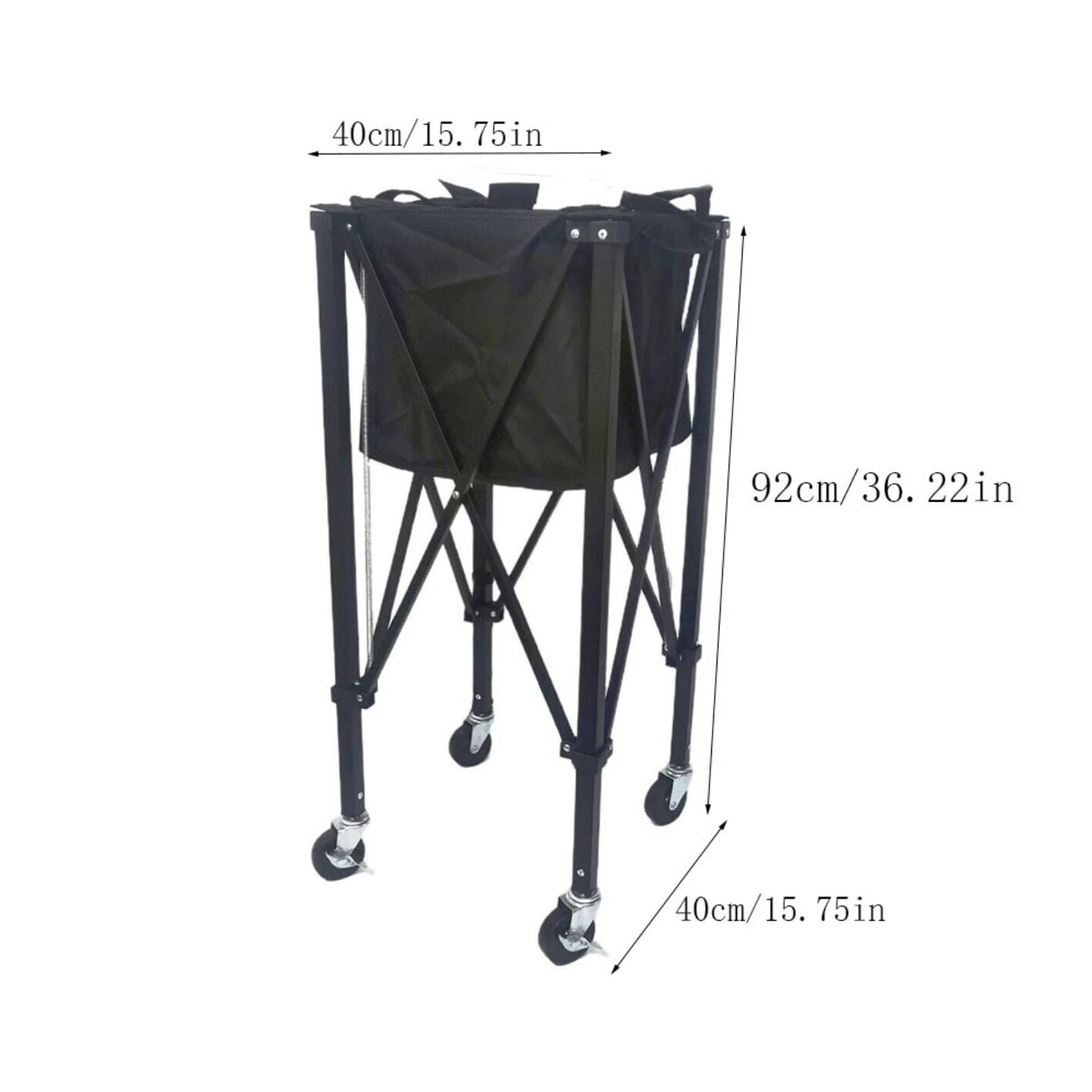 Amagogo Raccoglipalline da Tennis Carrello Raccattapalle Carrello Palline Contenitore Pieghevole con Ruote Girevoli Manici Superiori E Telaio in Ferro Leggero