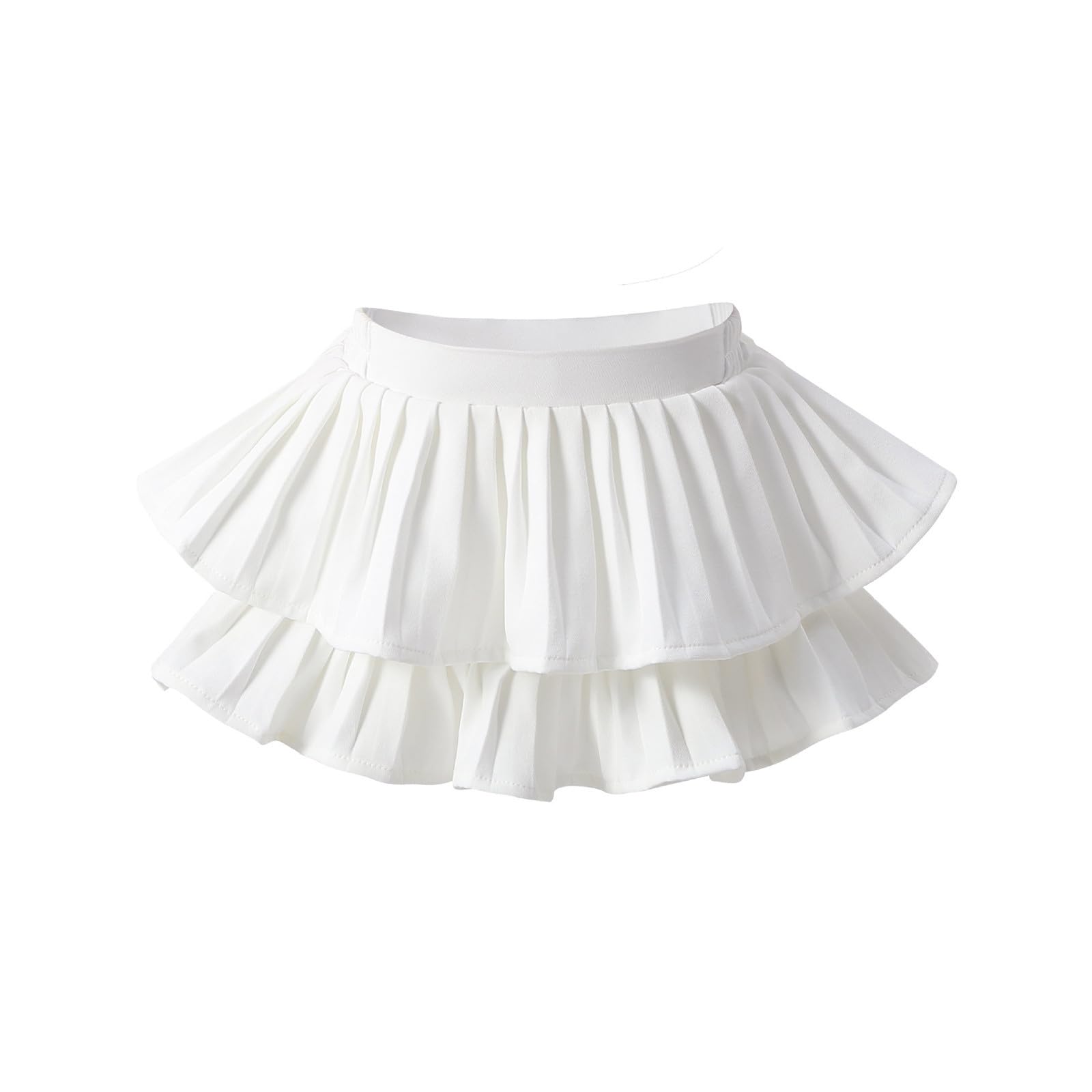 Générique Jupe d'été à Volants et à étages, Style décontracté Chic, Short plissé trapèze pour Petites Filles (White, 4-5 Years)