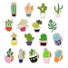 Souarts 17pcs Women Girls Carton Cactus Enamel Brooch Pin Badges for Clothes Bags Backpacks Lapel Pin Set