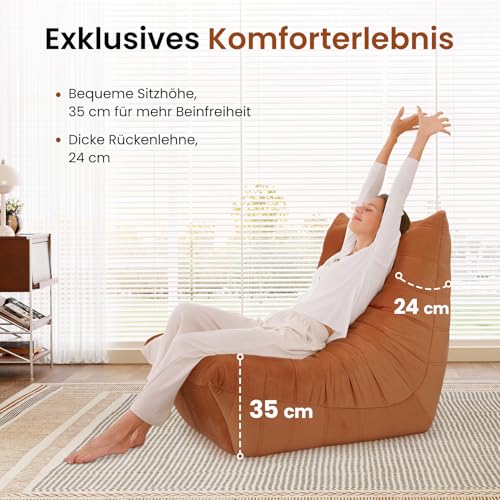 Meskanu Lounge-Sofa mit Memory-Schaum für kleine Räume: Bodensofa Lazy Sofa aus Wildlederimitat, Cloud Couch für Schlafzimmer & Wohnzimmer, Braun