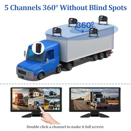 Image of 4K Backup Camera System with 10.36 inch IPS 5-Channel Touch Screen Monitor Rear Side View 5 AHD Camera DVR Recording Backup Heavy Duty Camera for Truck Bus RV Trailer Semi Box EH5 VEKOOTO