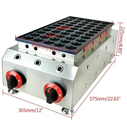 Waffeleisen, Edelstahl, antihaftbeschichtet, 3 Gitter, Taiyaki-Fisch-Waffelmaschine, kommerzielle LPG-Waffelbackmaschine, leicht zu reinigen, schnelles Kochen für zu Hause (Schwarz + Silber, 50 Löch – Bild 3