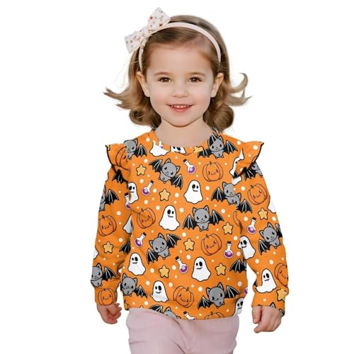 Sweatshirts for Girls Ruffle Long Sleeve Crew Neck Pullover Tops Casual School Sports Shirt Fall Winter Outfits