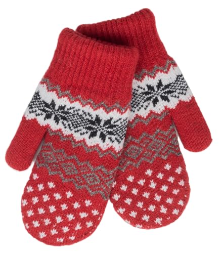 XuoAz Women Warm Winter Wool Mittens - Snowflake Knit Fleece Gloves Double Layler Cute Mitts for Cold Weather